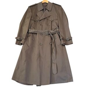 VTG Towne London Fog Trench Coat Belt Khaki/Taupe Double Breasted No Lining 40R
